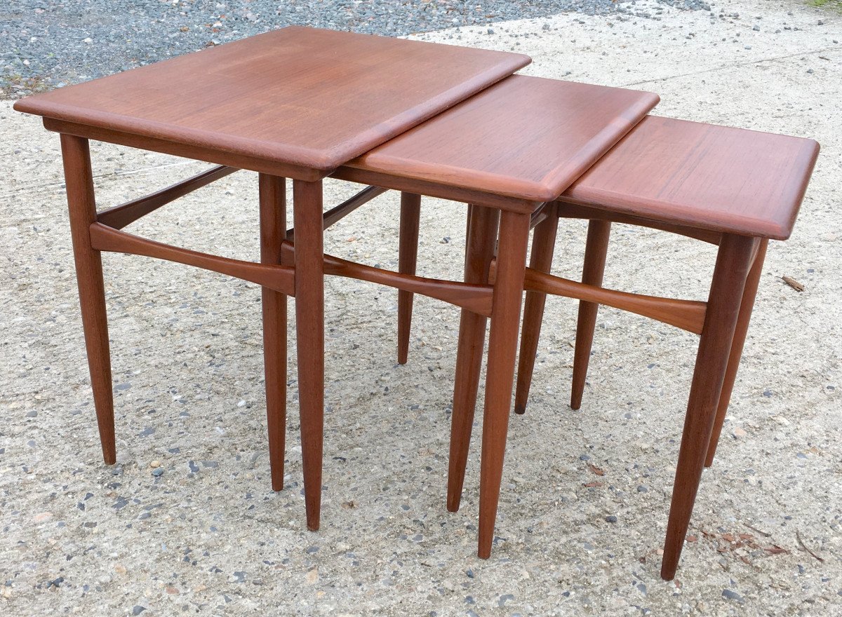 Poul Hundevad Vintage Scandinavian Rosewood Nesting Tables. Denmark 1960s. -photo-2