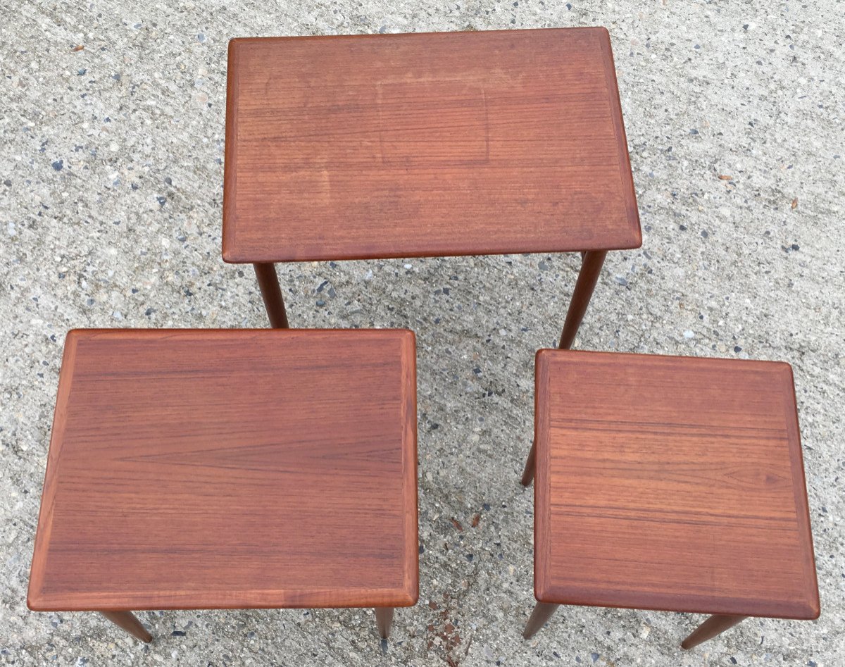 Poul Hundevad Vintage Scandinavian Rosewood Nesting Tables. Denmark 1960s. -photo-2