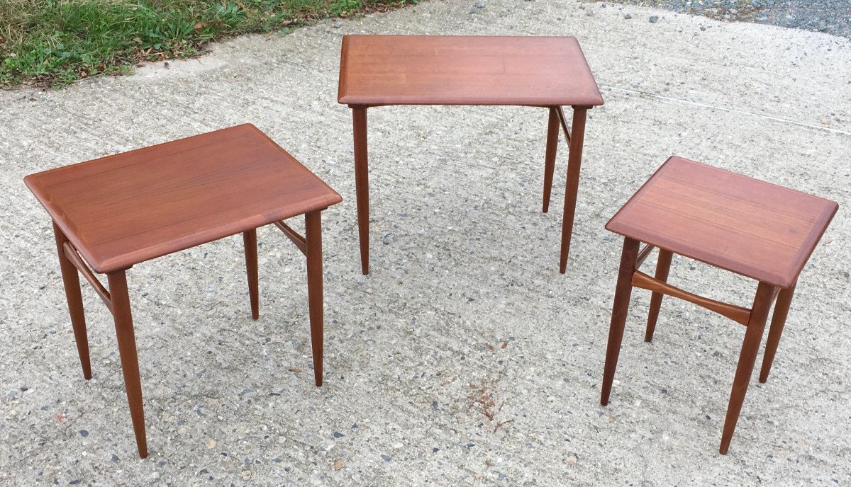 Poul Hundevad Vintage Scandinavian Rosewood Nesting Tables. Denmark 1960s. -photo-3