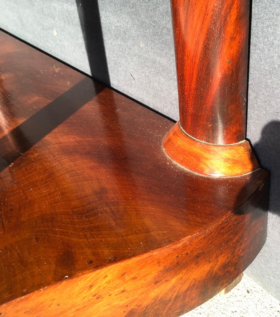 Console In Mahogany Veneer And Light Marble Top. Restoration Period. Early 19th Century. -photo-4