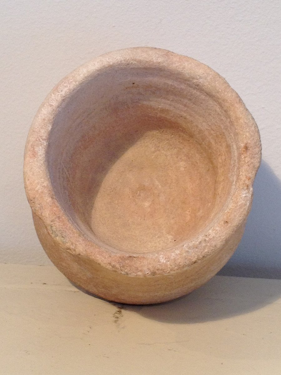 Pot à fard en albâtre rubané. Culture Kerman, Asie Centrale, (Iran) Bactriane 2500-2100 av JC.-photo-2