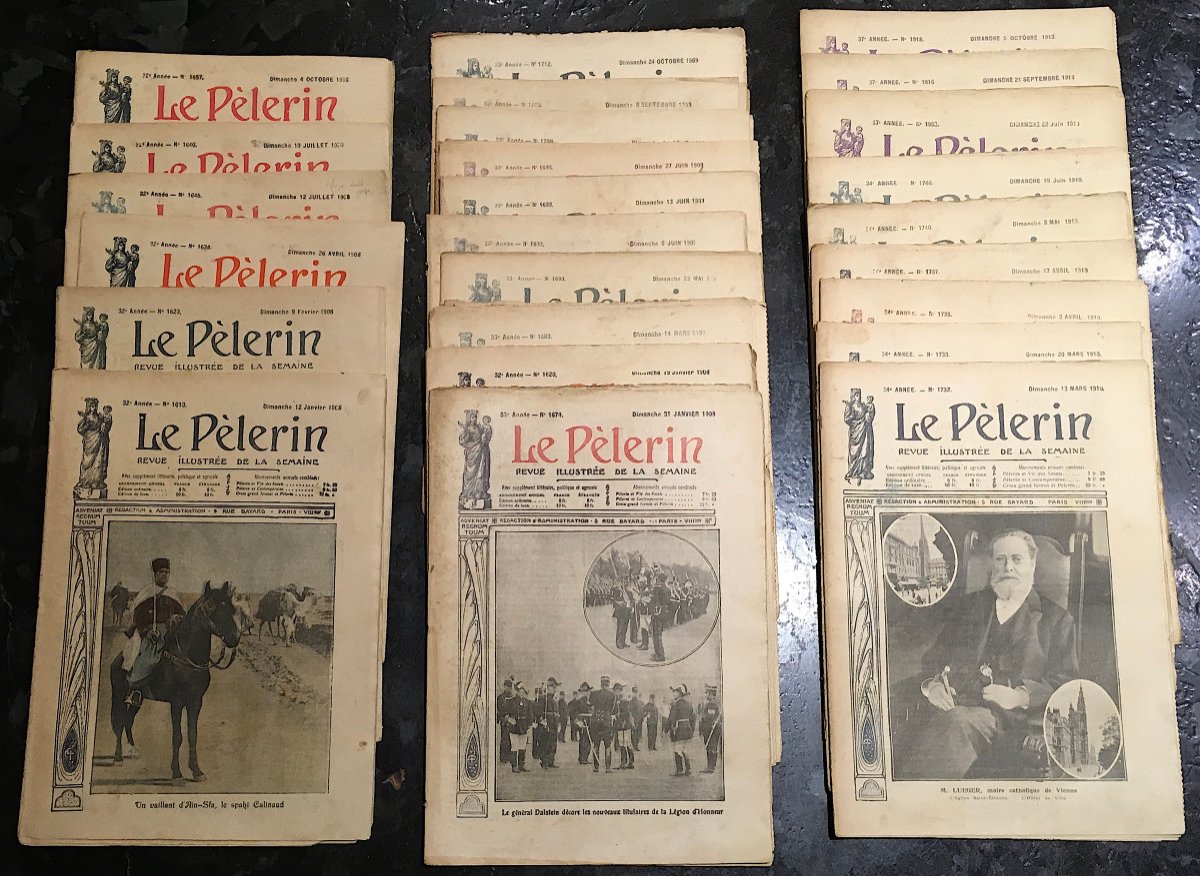 25 Revues Le Pèlerin Aves Illustrations Antimaçonniques Et Antisémites Entre 1908 Et 1913. -photo-4