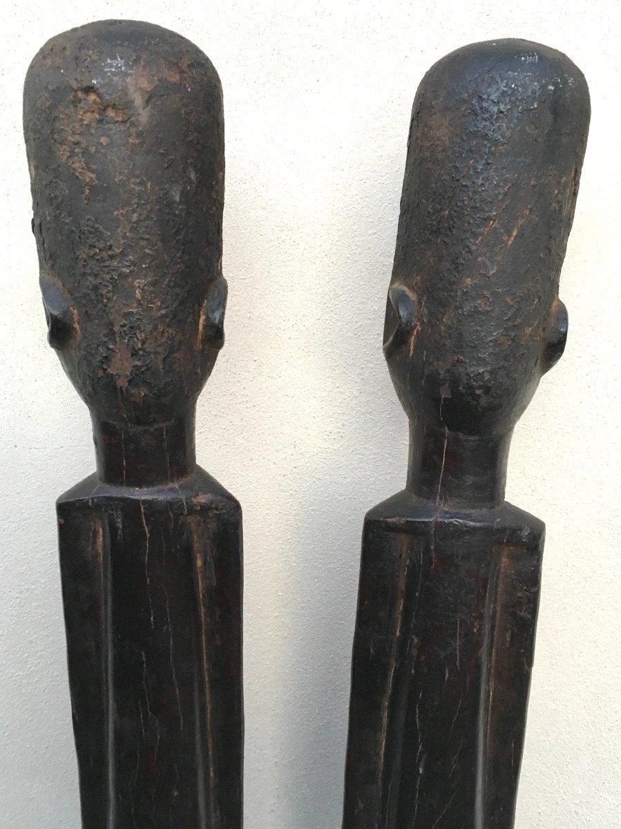 Pair Of Bateba Hardwood Statues With Black Patina. Lobi, Burkina Faso. Mid-20th Century.-photo-5