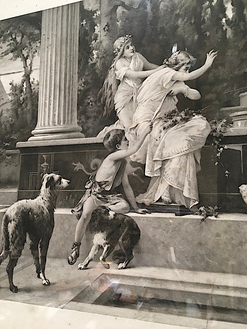 Pair Of Large Romantic Engravings "pompeian Scenes" Luigi Crosio Late 19th Century.-photo-7