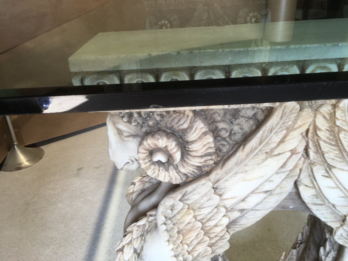 Table With Marble Base And Bevelled Glass Top. Italy Second Half Of The 20th Century.-photo-1