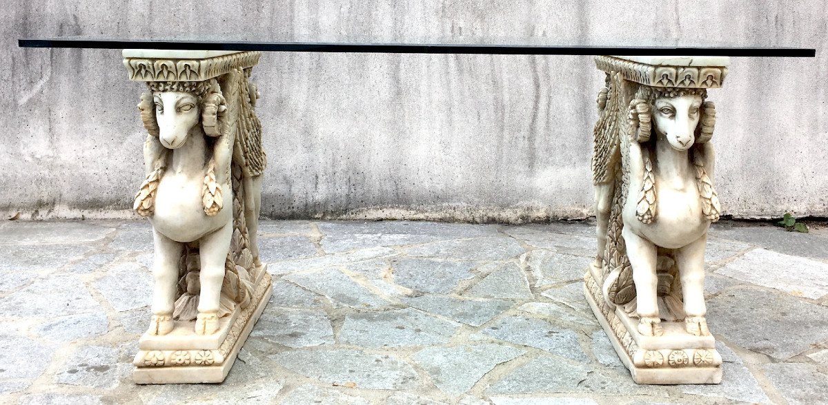 Table With Marble Base And Bevelled Glass Top. Italy Second Half Of The 20th Century.-photo-7