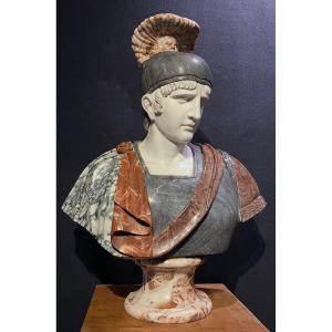 Important Colored Marble Bust In The Taste Of Antique. Italy, Mid 20th Century 