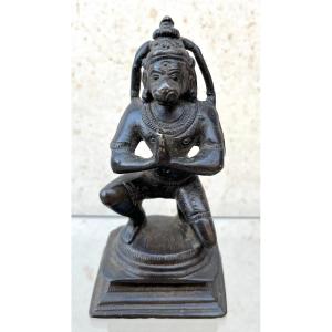 Petit Bronze d'Hanuman, Divinité Singe Hindouhiste. Asie Du Sud-est, XVIIIe - XIXe Siècle.