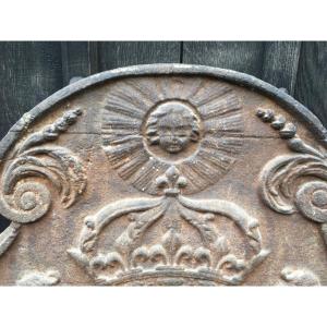 Small Cast Iron Fireback With The Bourbon Coat Of Arms. France, 18th Century.