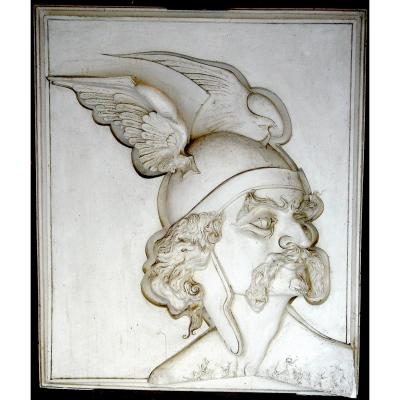 Sculpture Bas Relief En Plâtre Vercingétorix. France 2ème Moitié Du XXe Siècle. 