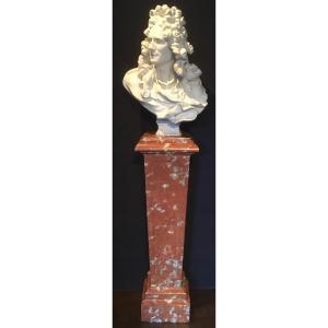 Bust After Caffieri, Portrait Of Corneille Van Clève In Marble On Sheath. 19th Century.