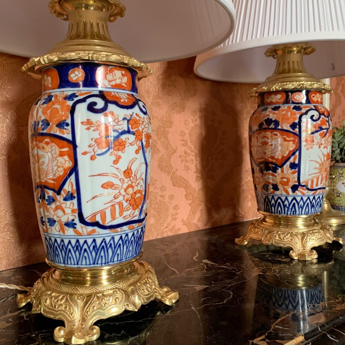 Paire De Lampes En Porcelaine Imari -photo-3