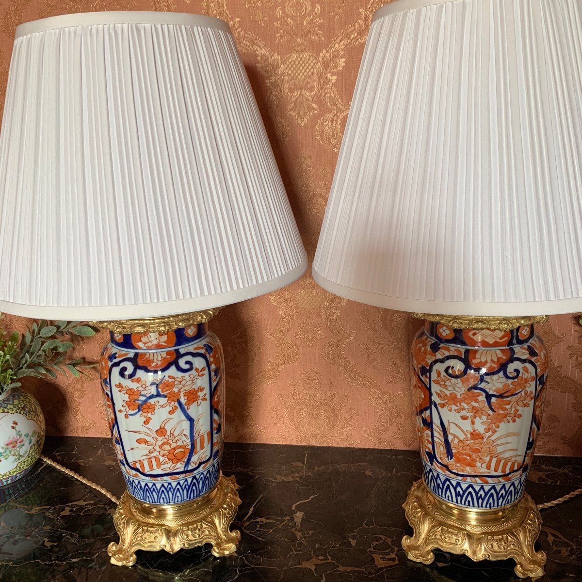 Paire De Lampes En Porcelaine Imari -photo-3