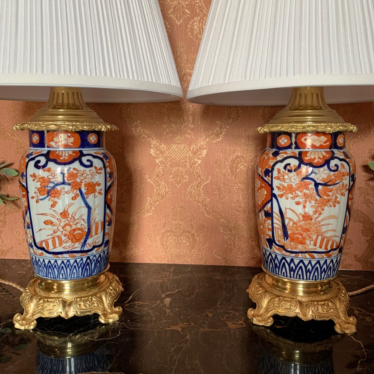 Paire De Lampes En Porcelaine Imari -photo-4