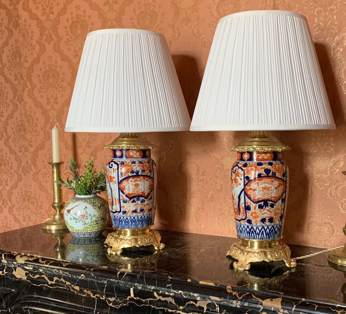 Paire De Lampes En Porcelaine Imari -photo-6