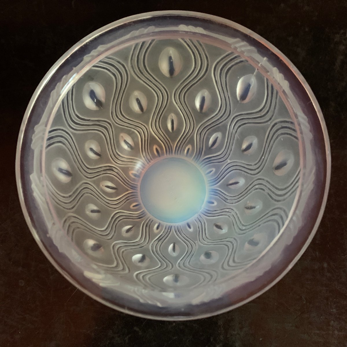 Vase ou Cache-Pot En Verre Opalescent Signé SABINO FRANCE-photo-1