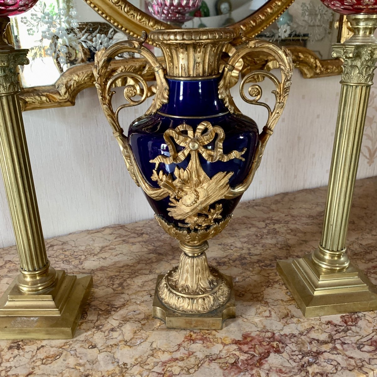 Vase En Porcelaine Bleue - Style Louis XVI - Epoque XIXe-photo-4