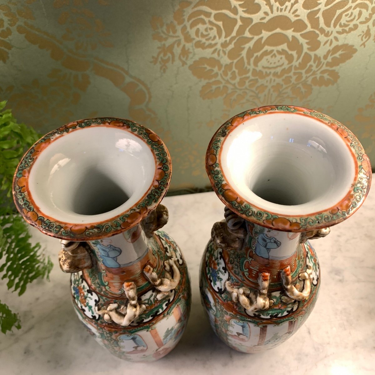 Pair Of Porcelain Vases From Canton 18th Century-photo-6