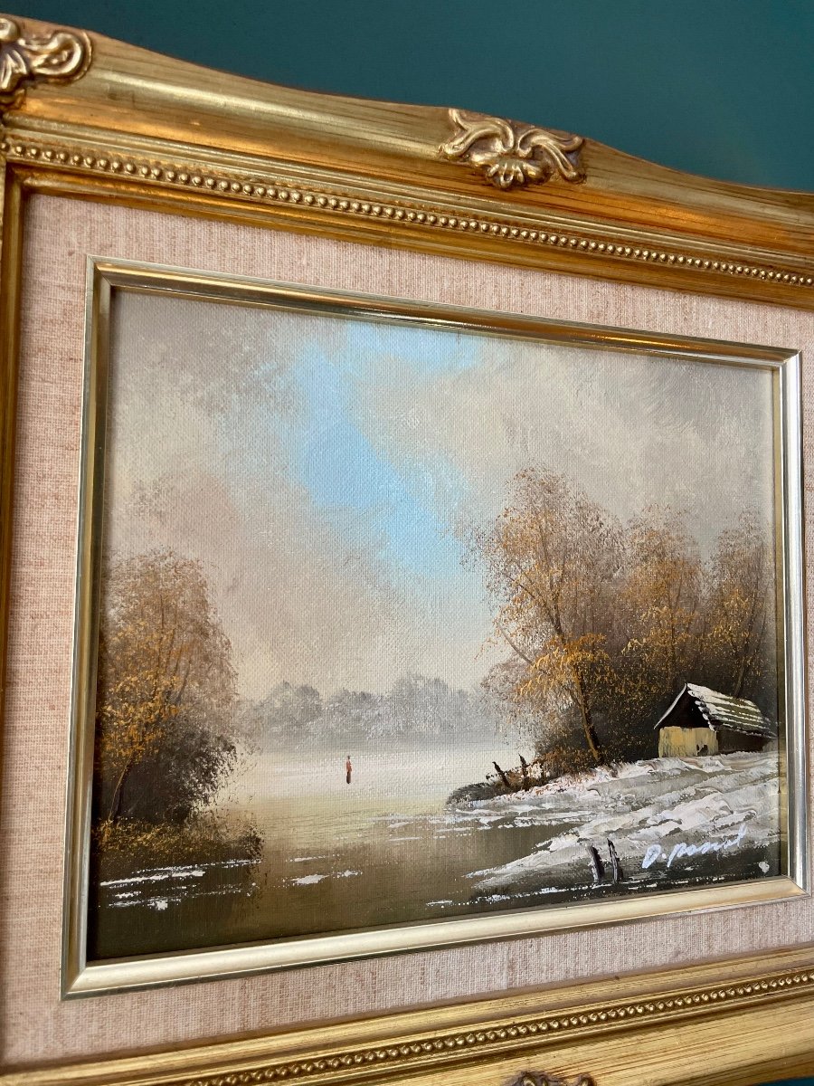 Tableau Huile Sur Toile "paysage Sous La Neige"-photo-3