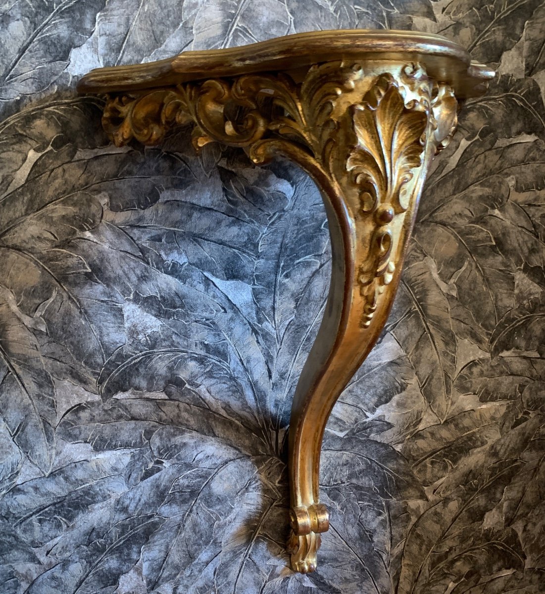 Gilded Wood Applique Console 20th Century-photo-1