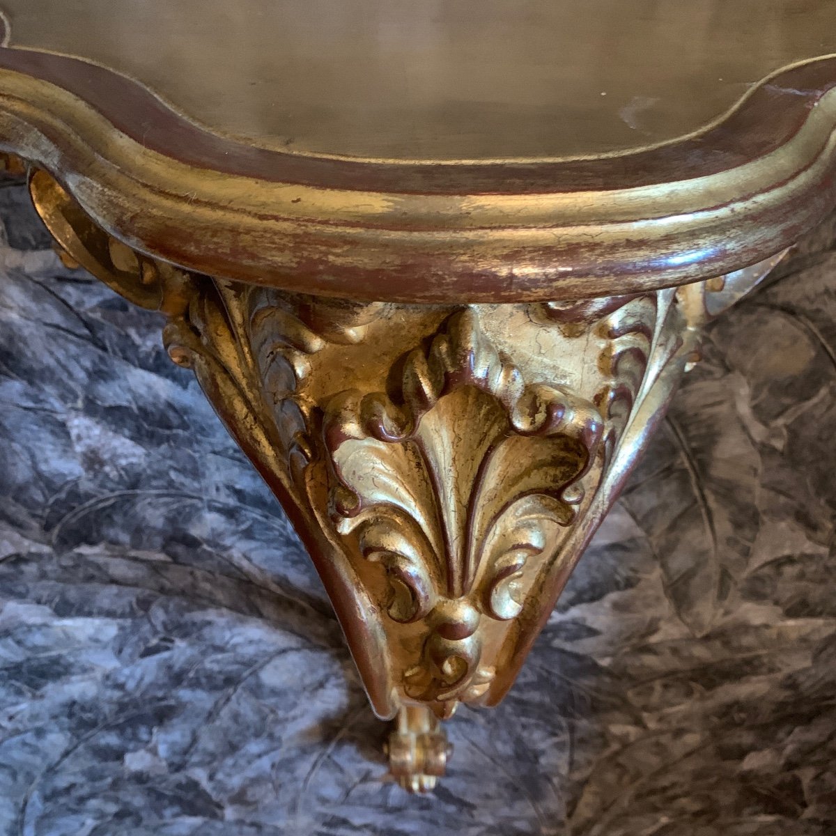 Gilded Wood Applique Console 20th Century-photo-2