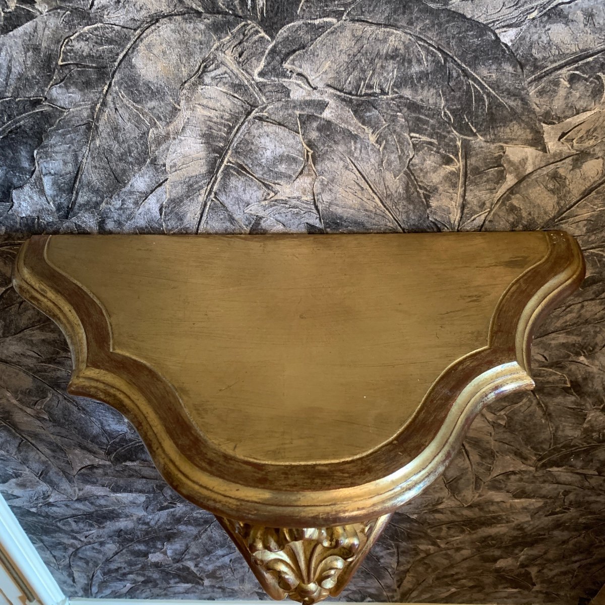 Gilded Wood Applique Console 20th Century-photo-3