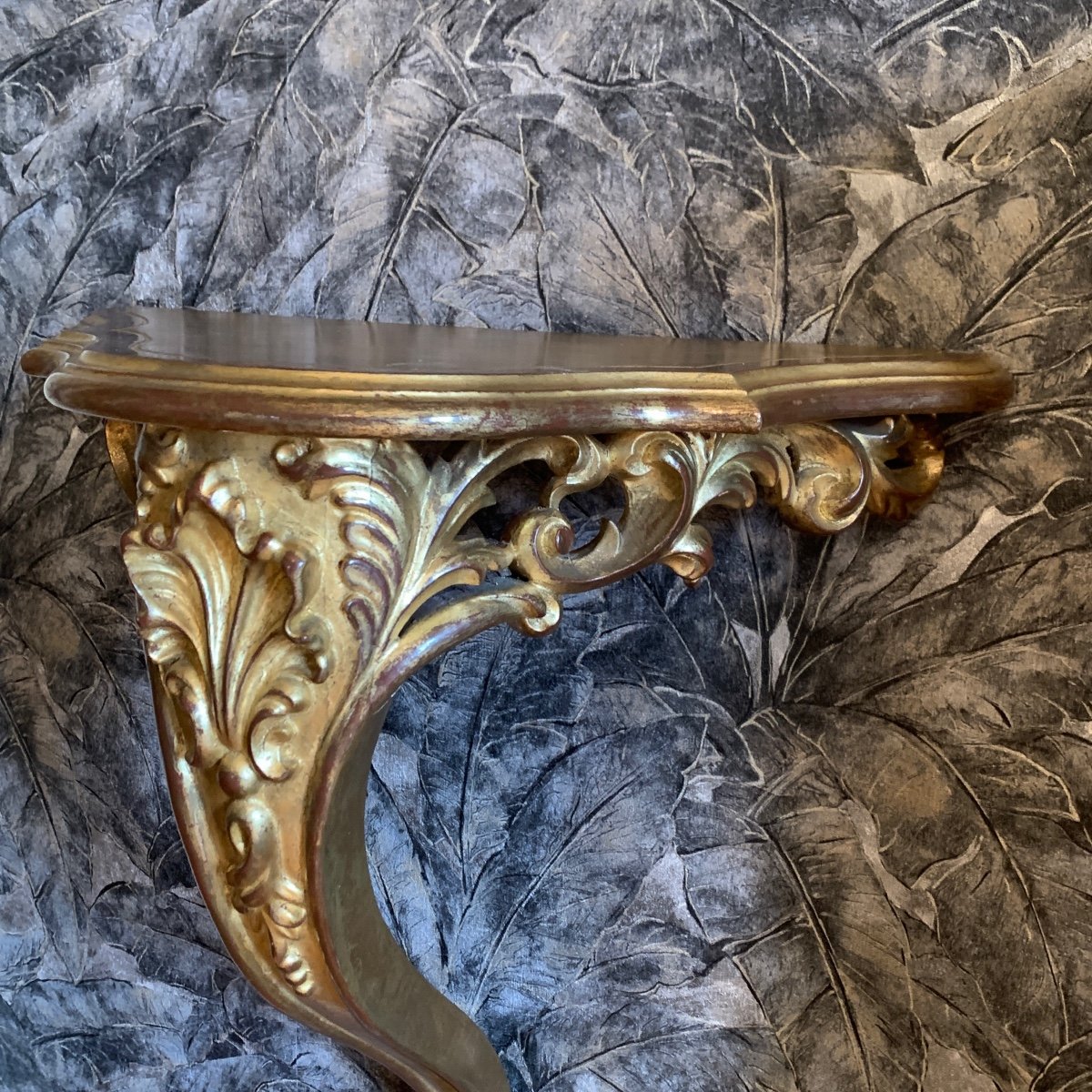 Gilded Wood Applique Console 20th Century-photo-5