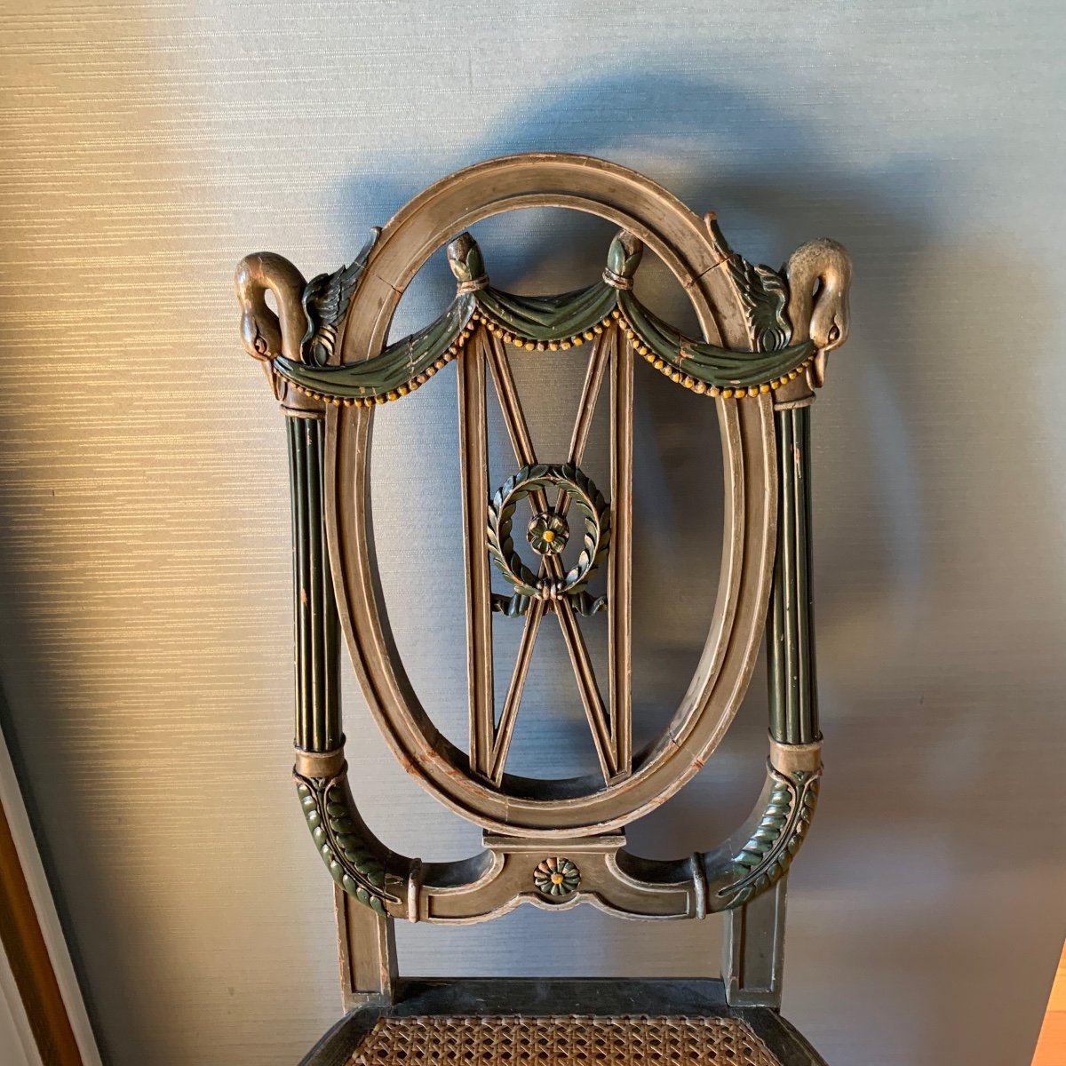 Pair Of 19th Century Medallion Back Chairs-photo-2