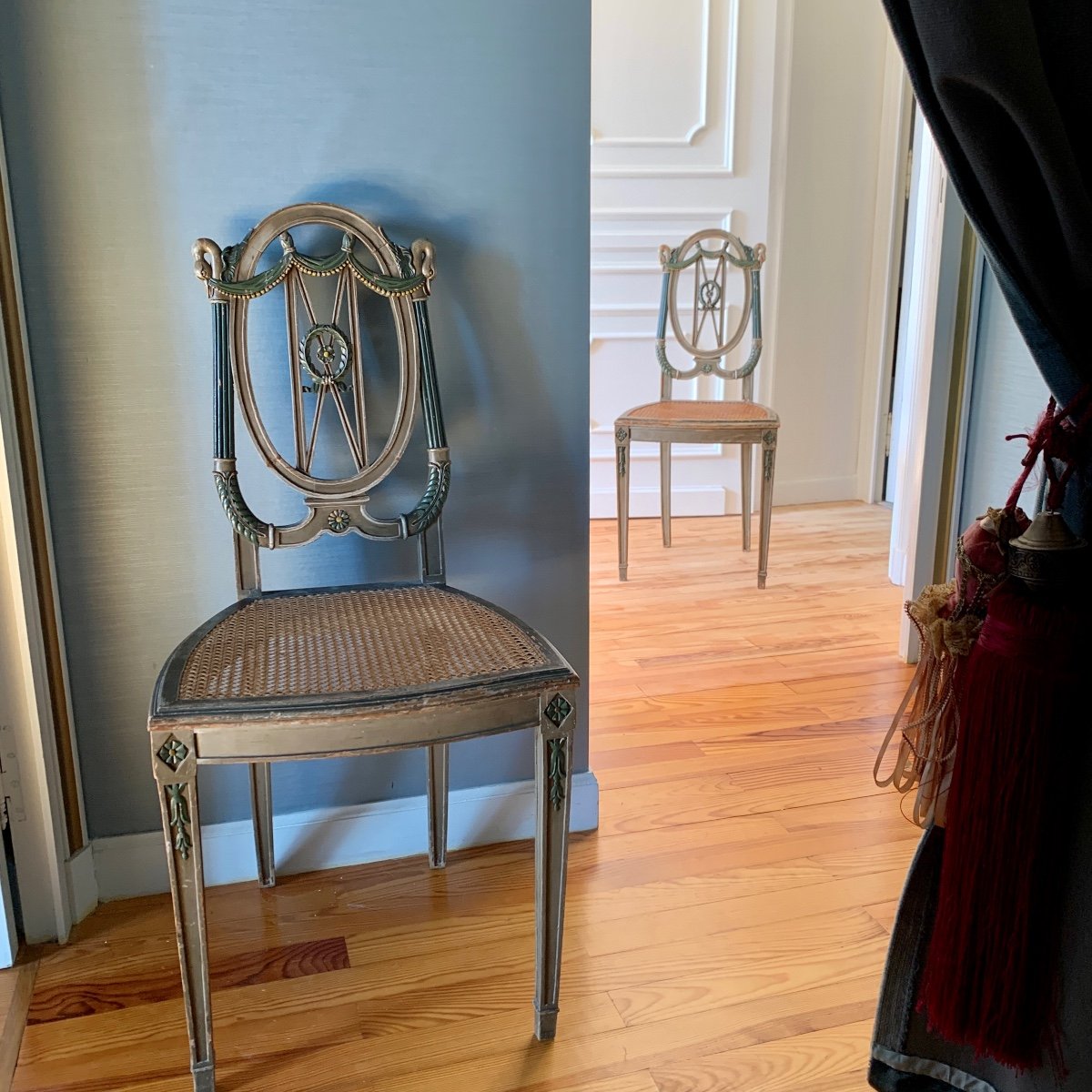 Pair Of 19th Century Medallion Back Chairs