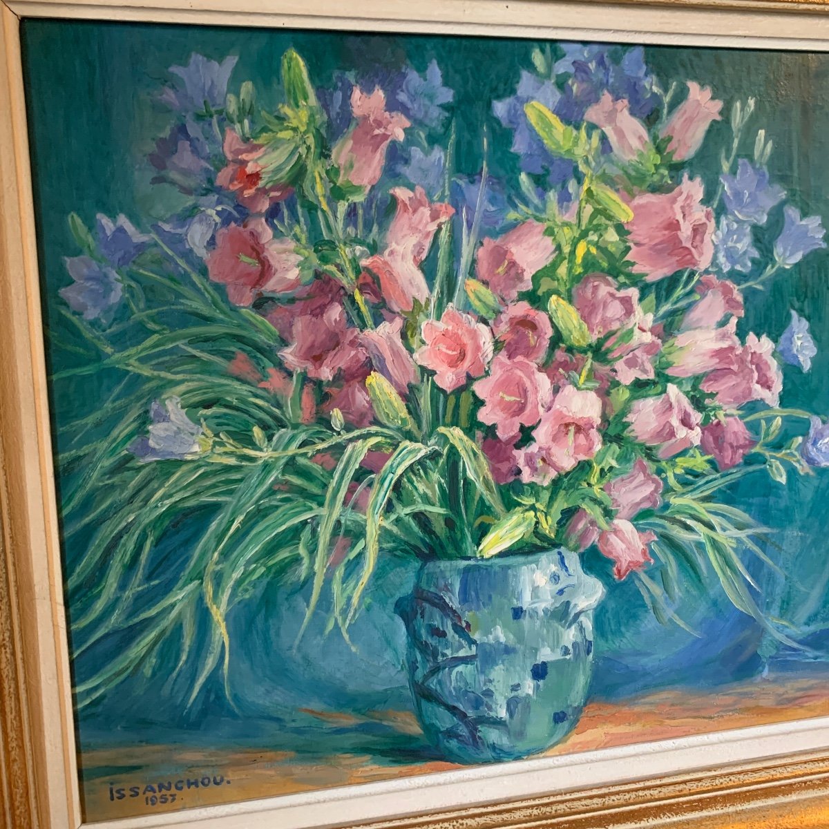 Tableau de Fleurs, Huile Sur Toile "Nature Morte Aux Fleurs" Signée ISSANCHOU (1875-1960)-photo-4