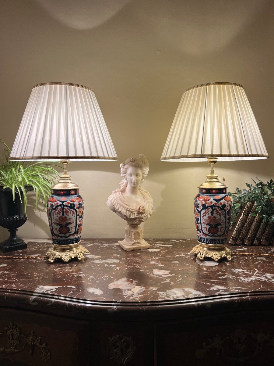 Pair Of Imari Porcelain Lamps, 19th Century