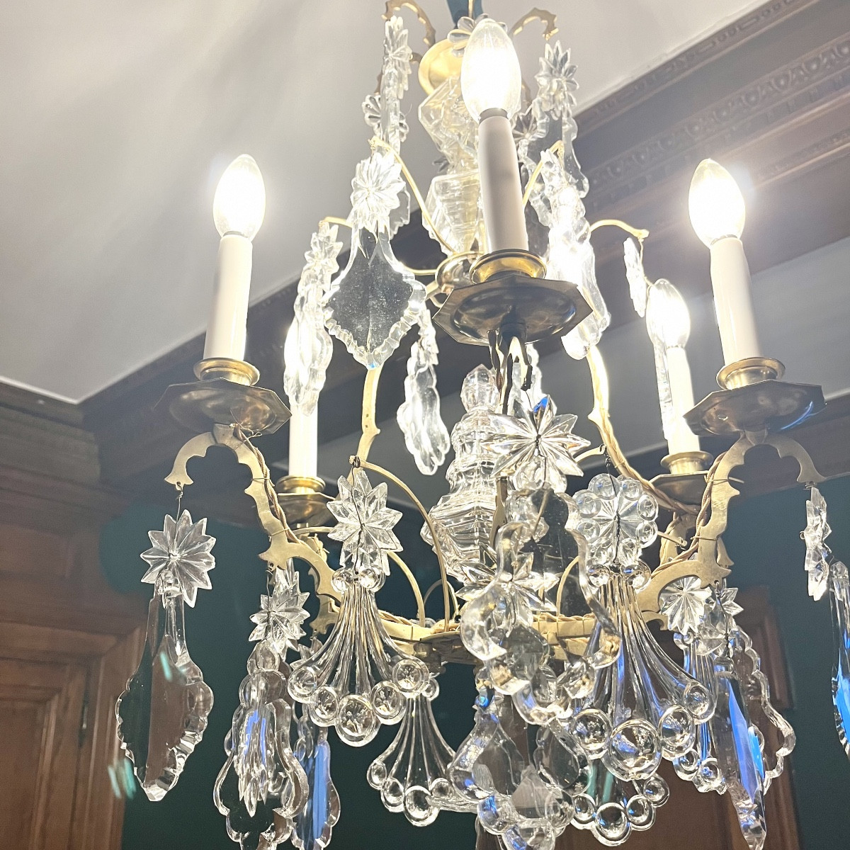 Bronze And Crystal Chandelier, Napoleon III Period-photo-3