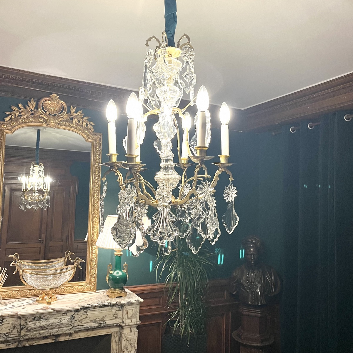 Bronze And Crystal Chandelier, Napoleon III Period-photo-4