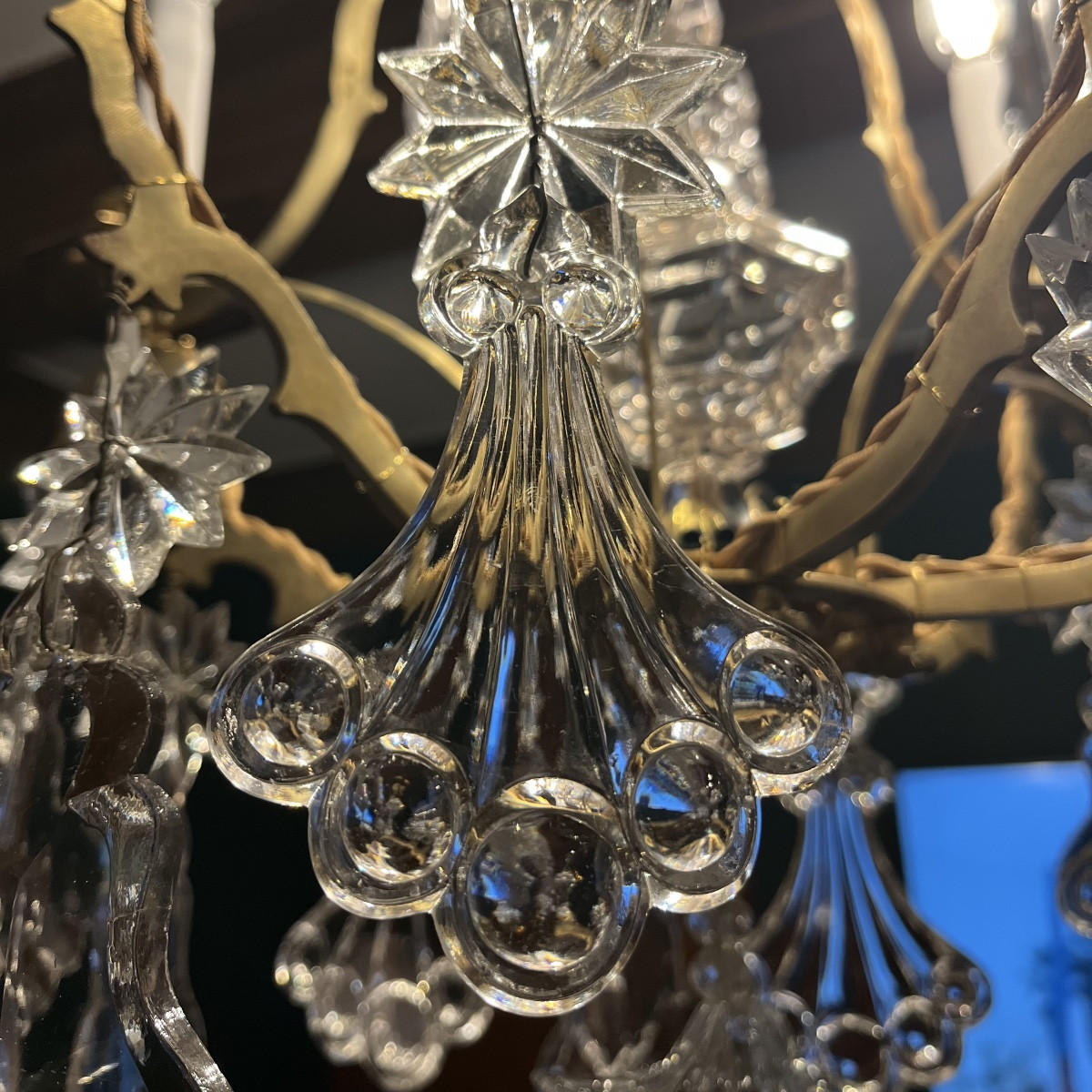 Bronze And Crystal Chandelier, Napoleon III Period-photo-3