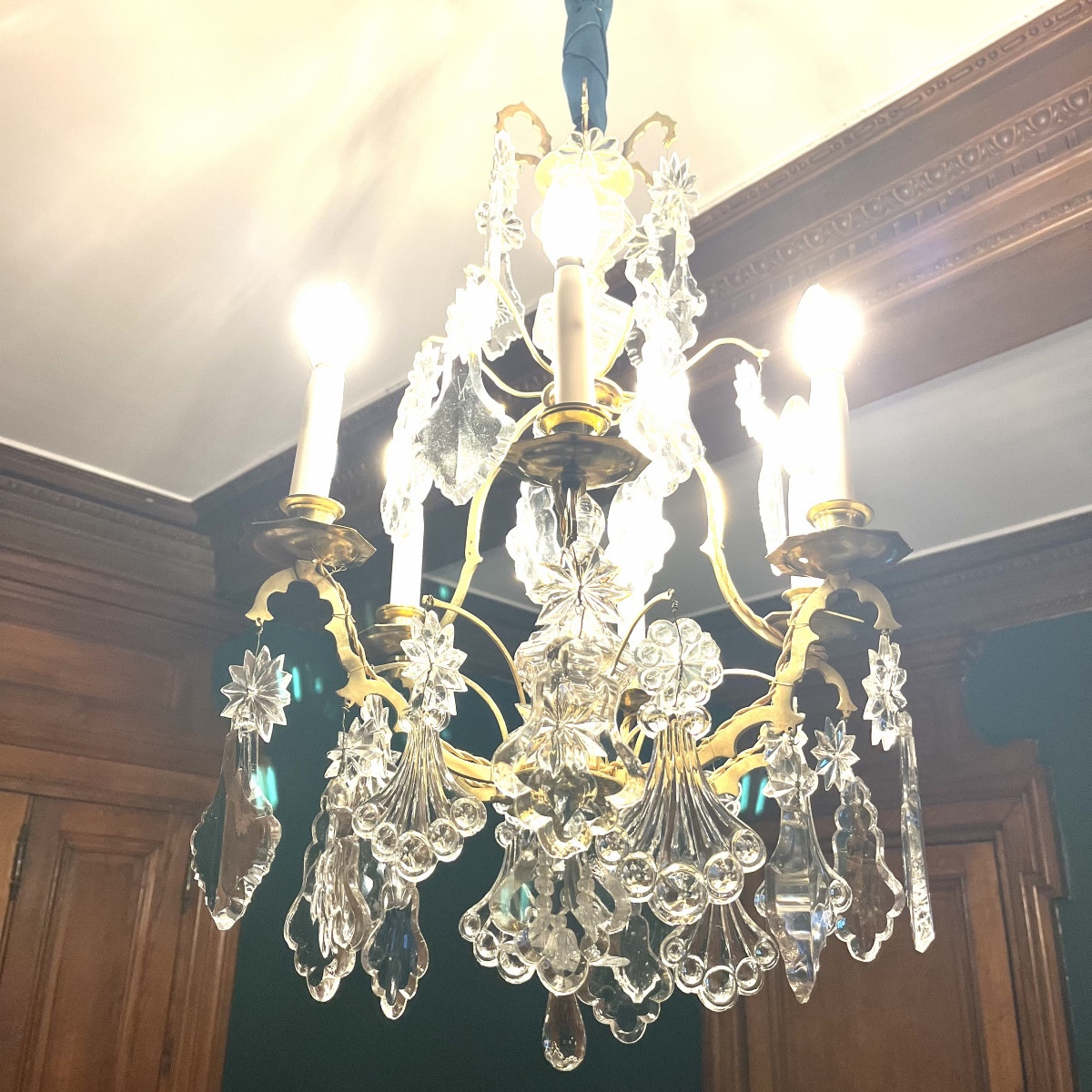 Bronze And Crystal Chandelier, Napoleon III Period-photo-4