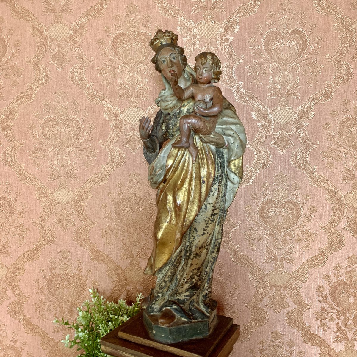 Vierge A l'Enfant XVIIe Siècle-photo-4