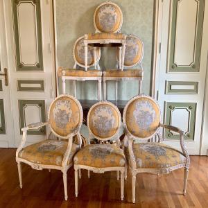 Suite Of Chairs And Armchairs Louis XVI Period - 18th Century