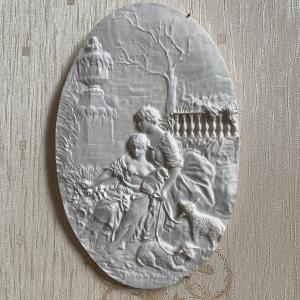 Bas Relief Ovale En Plâtre XXème Siècle