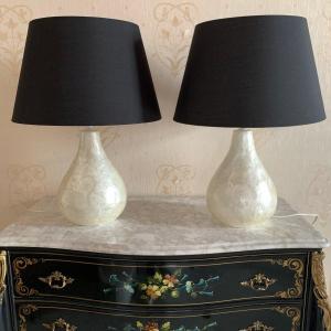 Pair Of Nacre Lamps XXth Century