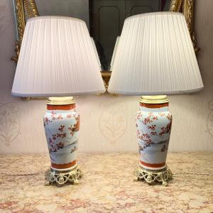 Pair Of Imari Porcelain Lamps 19th Century