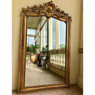 Golden Wood Mirror, Napoleon III Period, XIXth Century