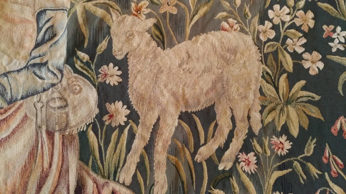 Aubusson Tapestry - Berger Mouton - XIX E. Century - Dim: 192wx166h - N° 1149-photo-3