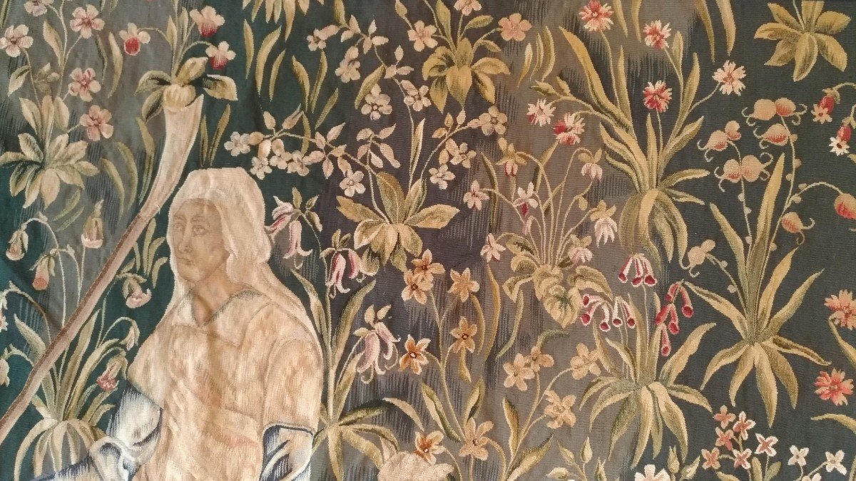 Aubusson Tapestry - Berger Mouton - XIX E. Century - Dim: 192wx166h - N° 1149-photo-2