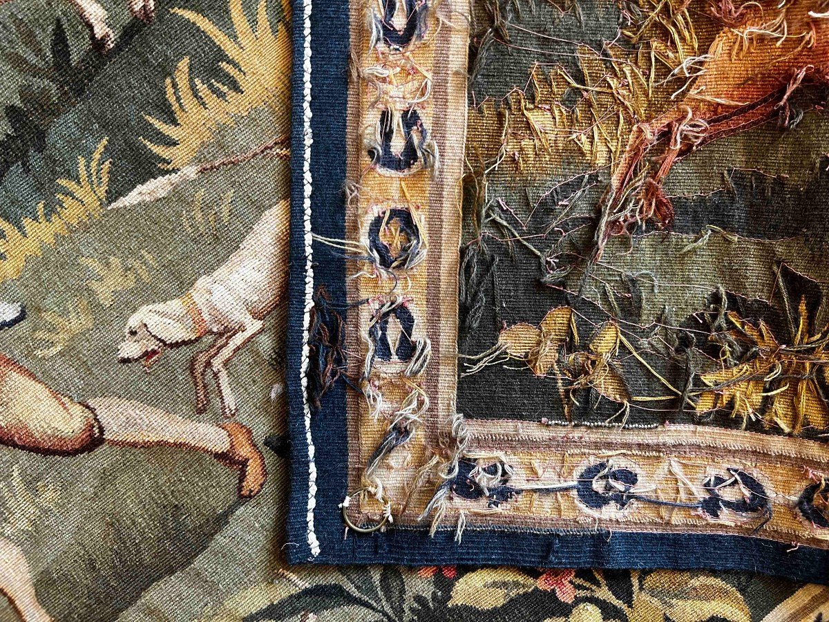 Tapestry Signed Manufacture d'Aubusson - Hunting Scene - L2m10xh1m25 - N° 1205-photo-6