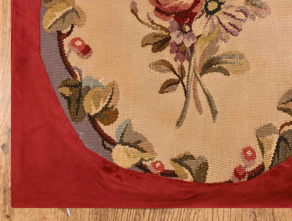 Coussin En Tapisserie Aubusson Florale, Fait Main à l'Atelier Galerie Lissier - 45x45, N° 1312-photo-3