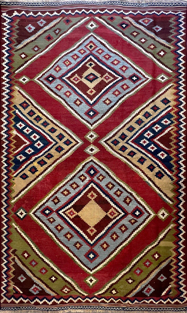 Rare Kilim Qashqai , Vers 1930 - 245x145, N&deg; 222
