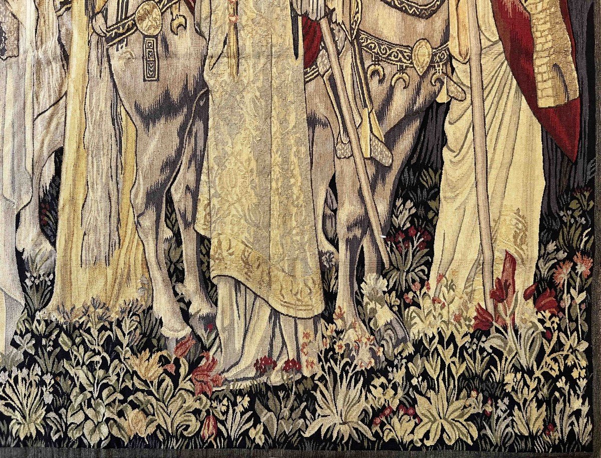 The Quest For The Holy Graal, Aubusson Tapestry - 2.00lx1.35h, N° 875-photo-4