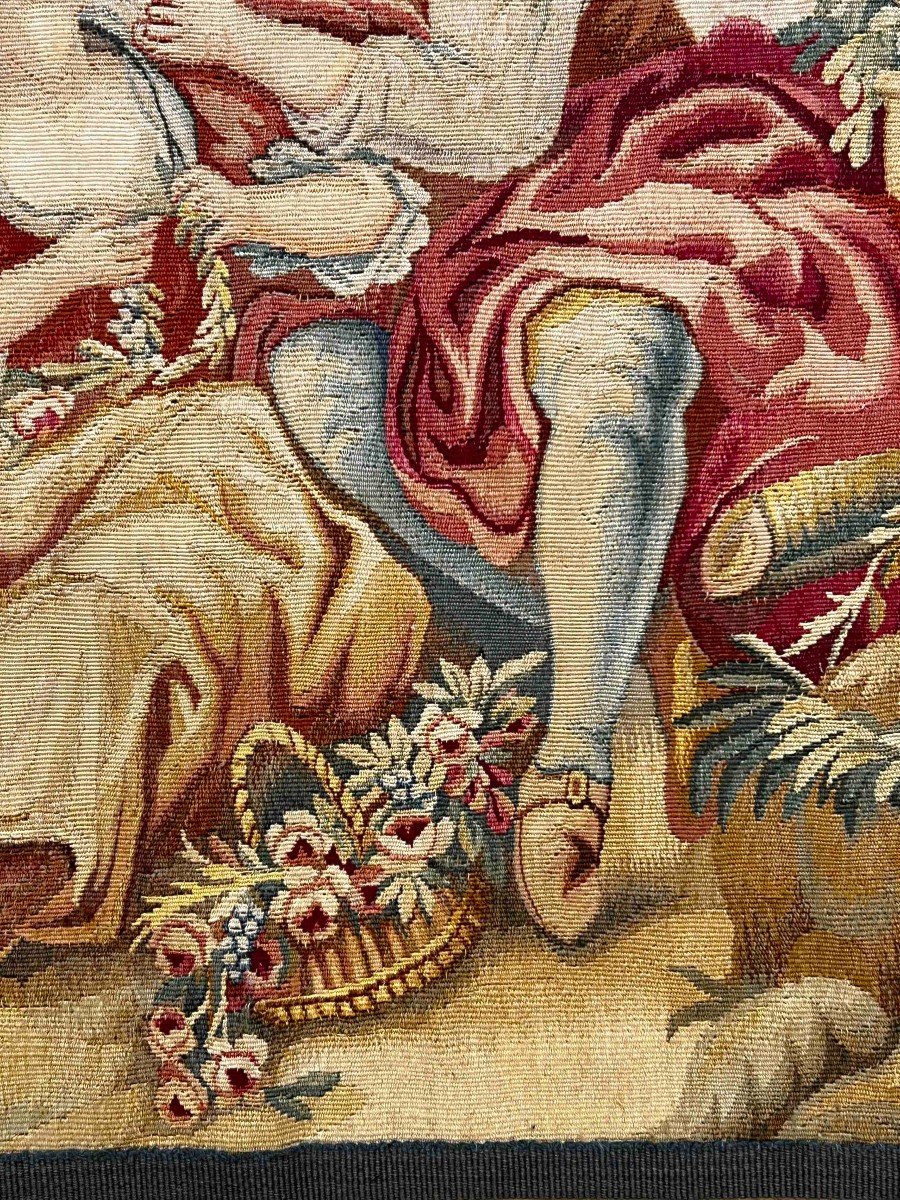 19th Century Aubusson Tapestry - Galante Scene - 0m80x0m80 - N° 1013-photo-4