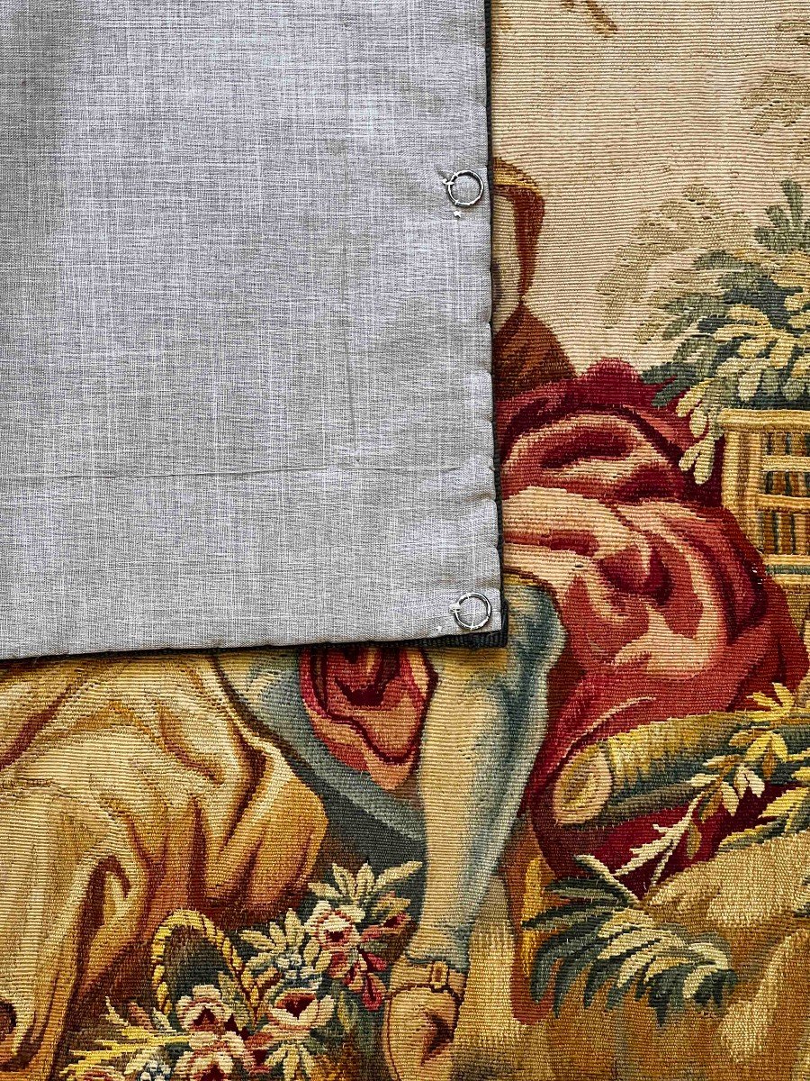 19th Century Aubusson Tapestry - Galante Scene - 0m80x0m80 - N° 1013-photo-5