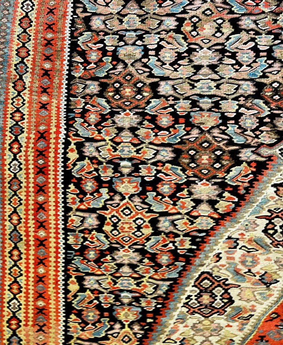 Rare Tapis Senneh En Kilim 19 &egrave;me - 200 X 134 - N&deg; 659-photo-4